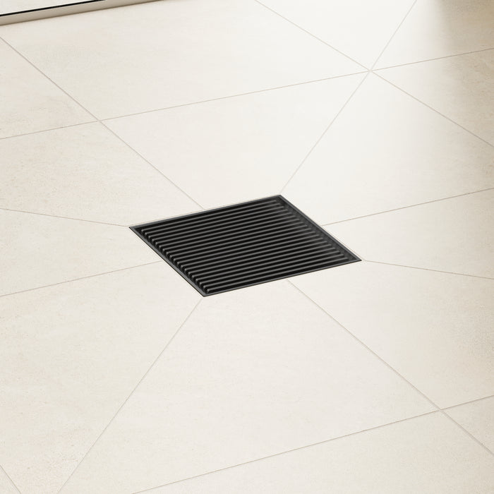 hansgrohe RainDrain Brilliance Point Drain Set 6"x 6" Trim with Height Adjustable Frame and Rough