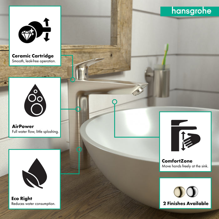 hansgrohe Logis Single-Hole Faucet 190 with Pop-Up Drain, 1.2 GPM