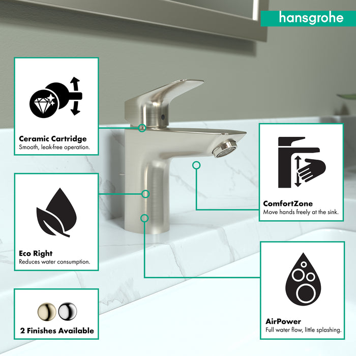 hansgrohe Logis Single-Hole Faucet 100 with Pop-Up Drain, 1.2 GPM