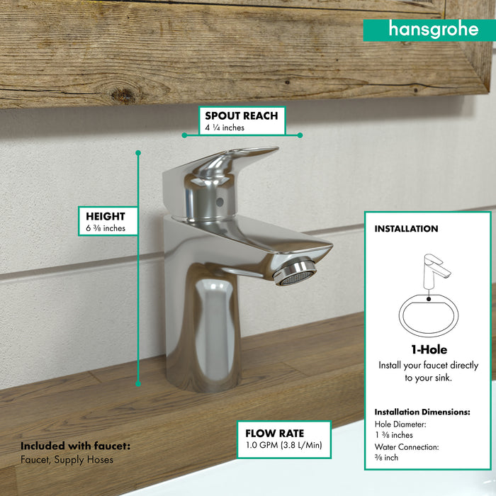 hansgrohe Logis Single-Hole Faucet 100, 1.0 GPM