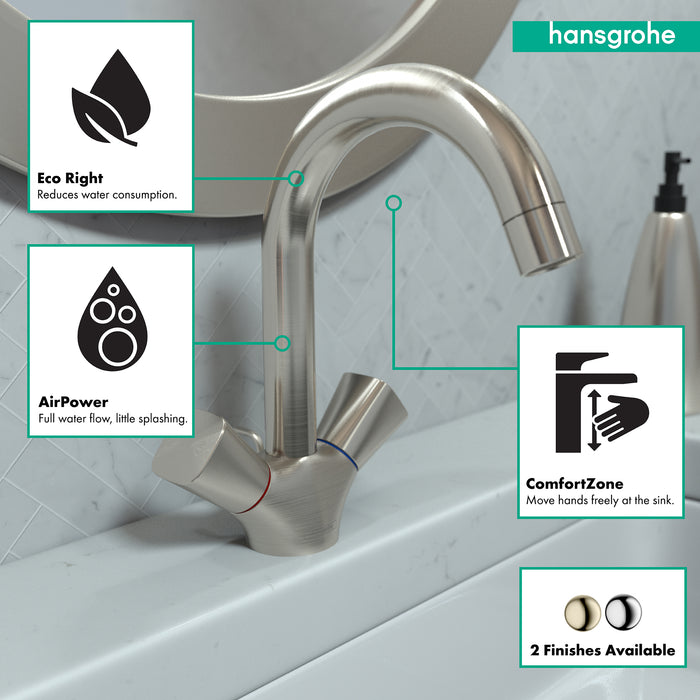 hansgrohe Logis Single-Hole Faucet 150 with Swivel Spout and Pop-Up Drain, 1.2 GPM