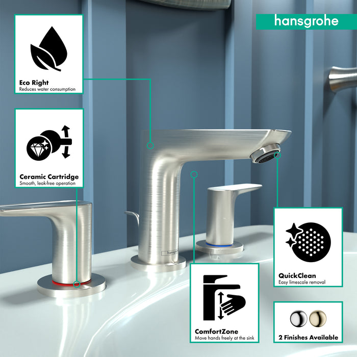 Hansgrohe Talis E Widespread Faucet 150 with Pop-Up Drain, 1.2 GPM