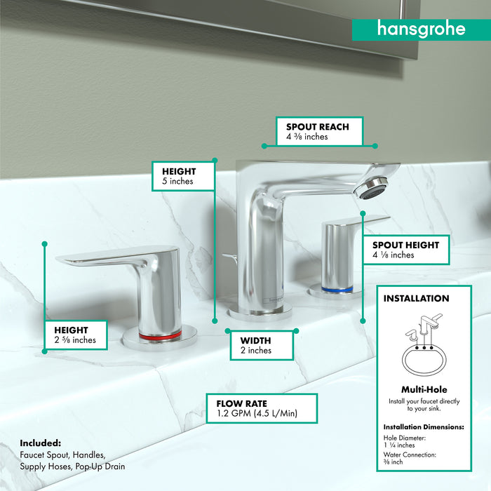 Hansgrohe Talis E Widespread Faucet 150 with Pop-Up Drain, 1.2 GPM