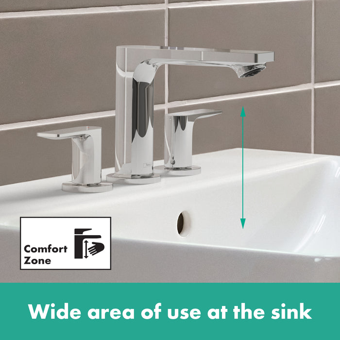 hansgrohe Rebris E Widespread Faucet 110 with Pop-Up Drain, 1.2 GPM