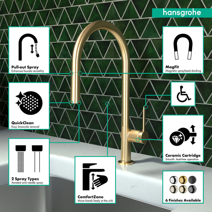 Hansgrohe Talis N HighArc Kitchen Faucet, O-Style 2-Spray Pull-Down, 1.75 GPM