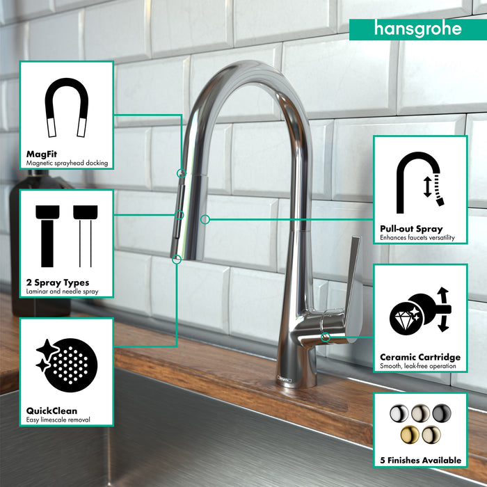 Hansgrohe Talis S HighArc Kitchen Faucet, 2-Spray Pull-Down, 1.75 GPM