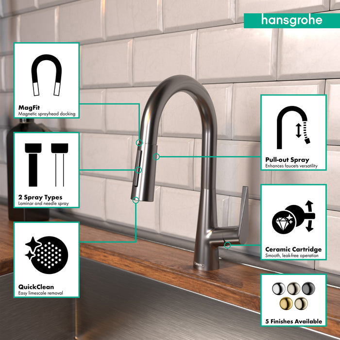 hansgrohe Talis S Prep Kitchen Faucet, 2-Spray Pull-Down, 1.75 GPM