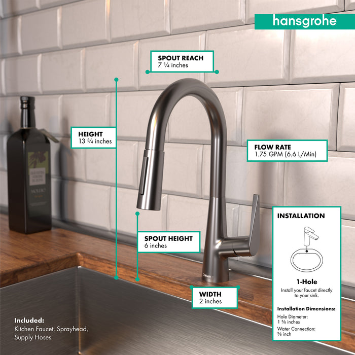 hansgrohe Talis S Prep Kitchen Faucet, 2-Spray Pull-Down, 1.75 GPM