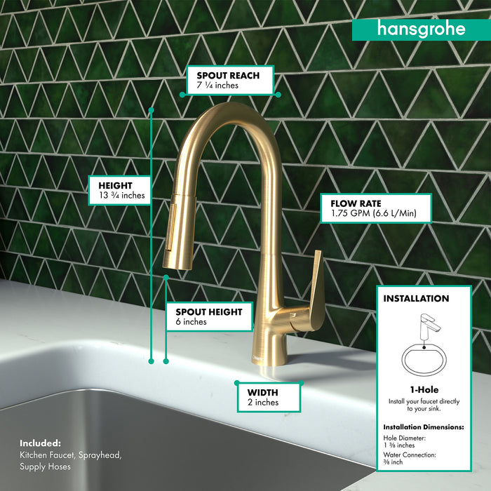 hansgrohe Talis S Prep Kitchen Faucet, 2-Spray Pull-Down, 1.75 GPM