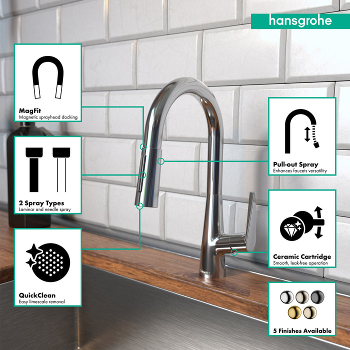 hansgrohe Talis S Prep Kitchen Faucet, 2-Spray Pull-Down, 1.75 GPM