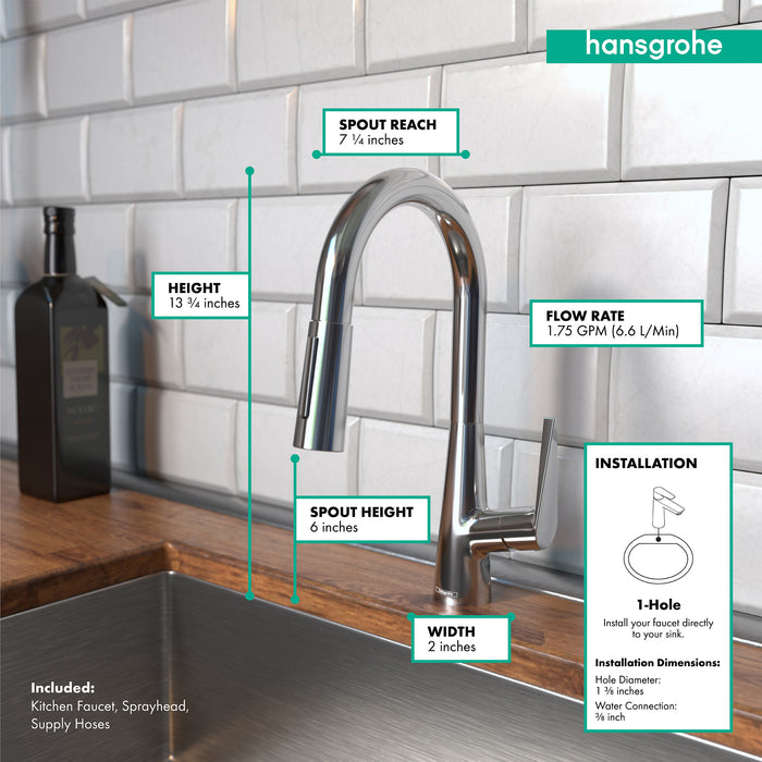 hansgrohe Talis S Prep Kitchen Faucet, 2-Spray Pull-Down, 1.75 GPM