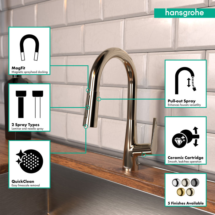 hansgrohe Talis S Prep Kitchen Faucet, 2-Spray Pull-Down, 1.75 GPM