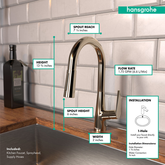 hansgrohe Talis S Prep Kitchen Faucet, 2-Spray Pull-Down, 1.75 GPM