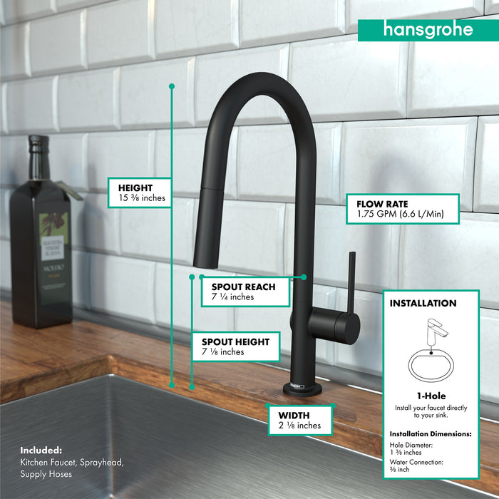 hansgrohe Talis N HighArc Kitchen Faucet, A-Style 2-Spray Pull-Down, 1.75 GPM