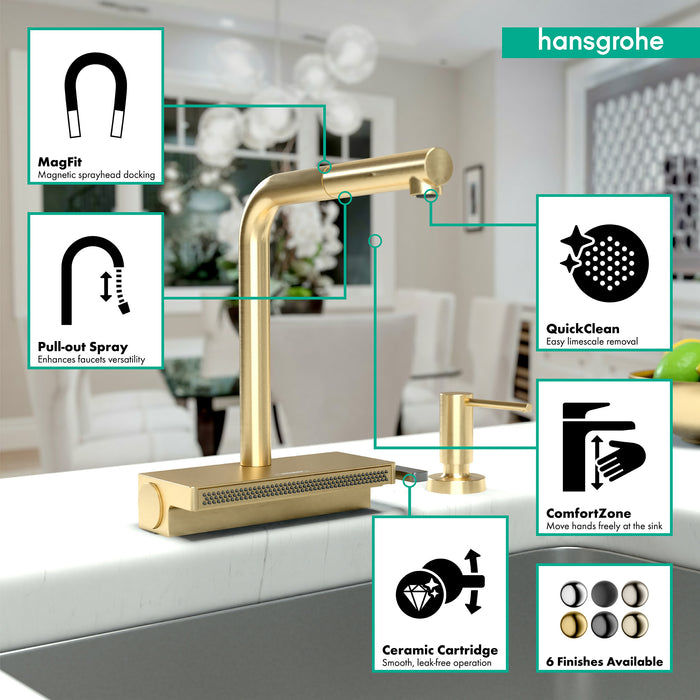 Hansgrohe Aquno Select Kitchen Faucet, 2-Spray Pull-Out, 1.75 GPM
