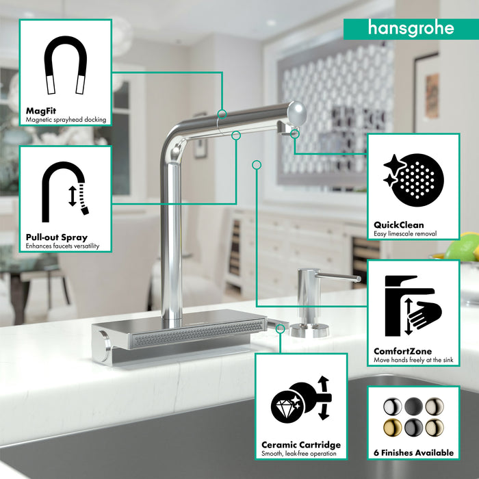 Hansgrohe Aquno Select Kitchen Faucet, 2-Spray Pull-Out, 1.75 GPM