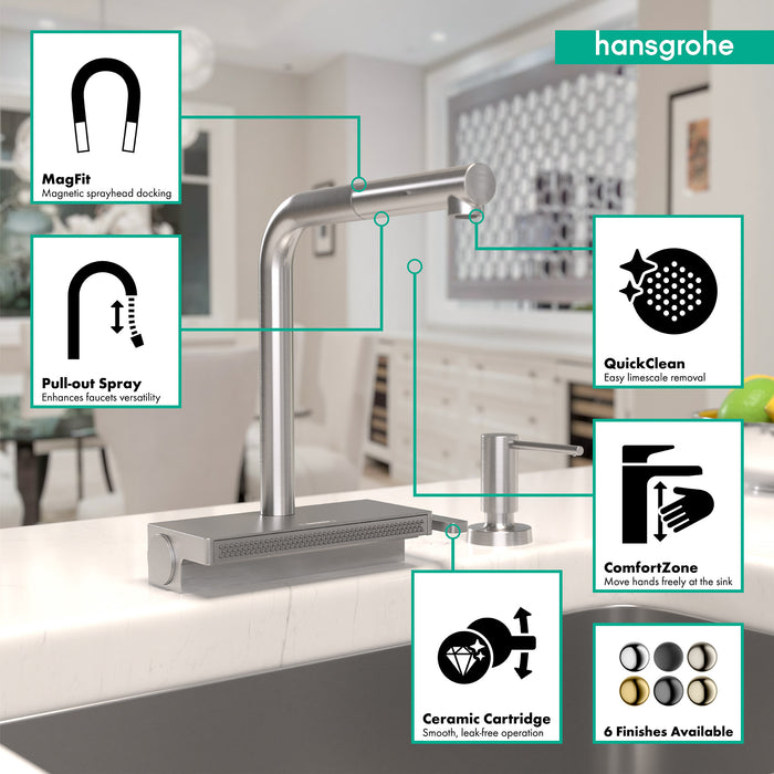 hansgrohe Aquno Select Kitchen Faucet, 2-Spray Pull-Out, 1.75 GPM