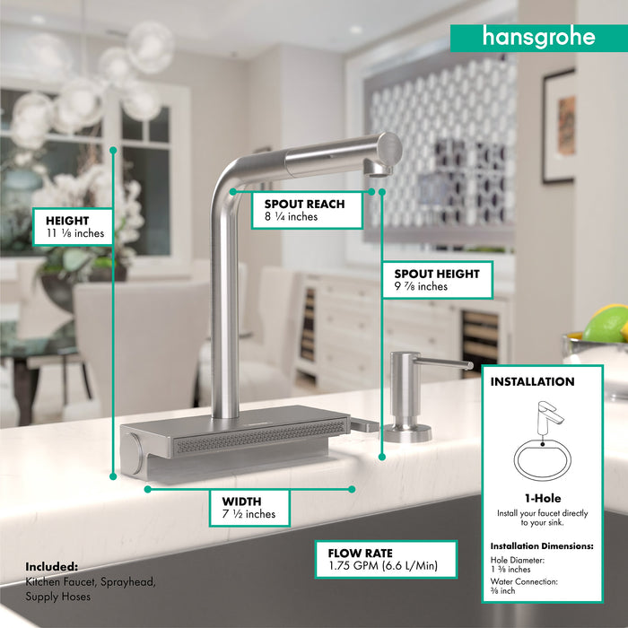 hansgrohe Aquno Select Kitchen Faucet, 2-Spray Pull-Out, 1.75 GPM