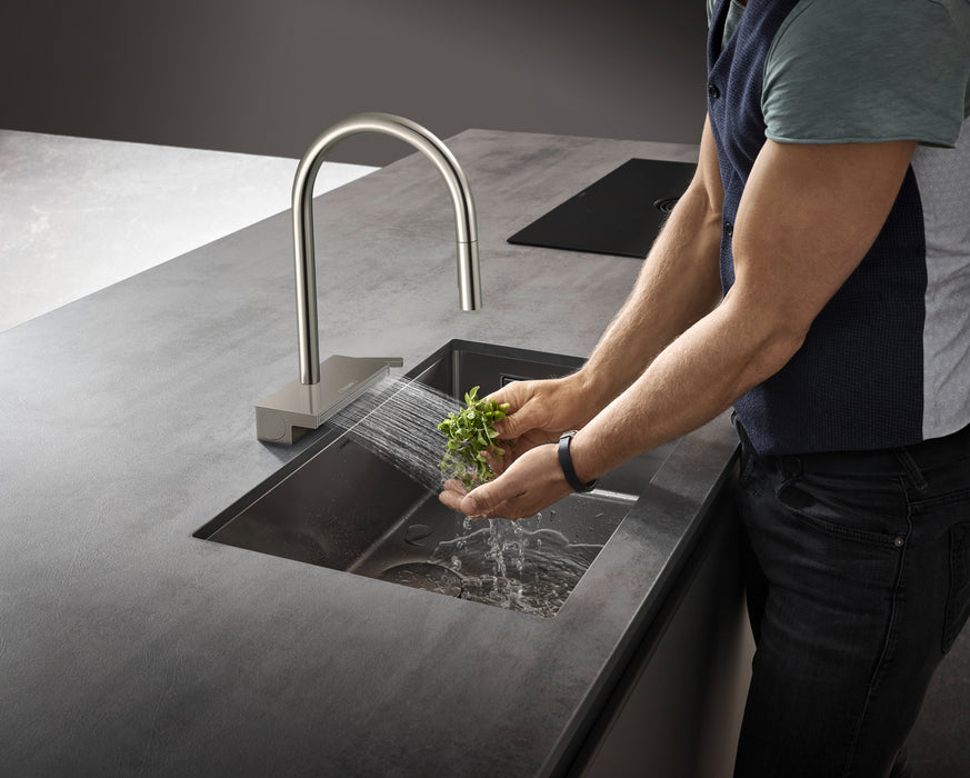 hansgrohe Aquno Select HighArc Kitchen Faucet, 3-Spray Pull-Down, 1.75 GPM