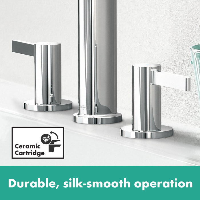Hansgrohe Finoris Wide-spread Faucet 110 with Pop-up Drain, 1.2 GPM