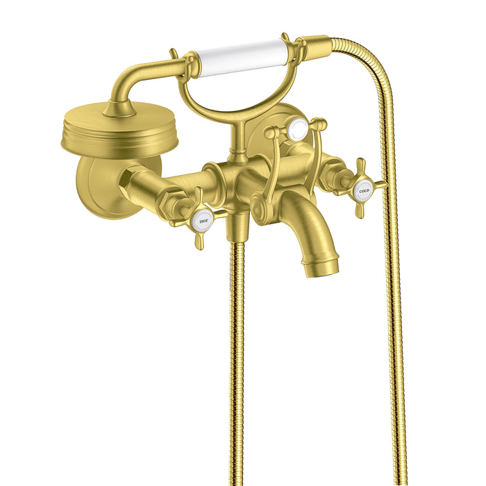 AXOR Montreux 2-Handle Wall-Mounted Tub Filler with Cross Handles and 1.8 GPM Handshower