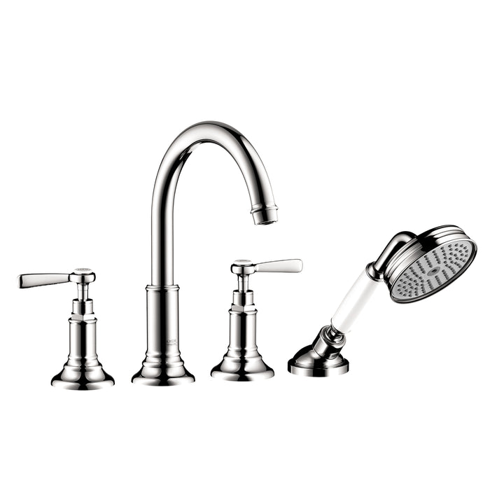 AXOR Montreux 4-Hole Roman Tub Set Trim with Lever Handles and 1.8 GPM Handshower