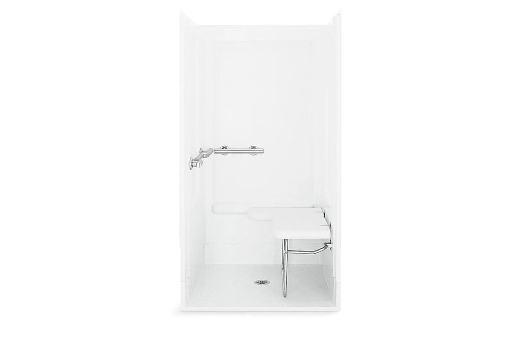 Sterling 62050115 OC-SS-39 39-3/8" x 39-3/8" Vikrell® Shower with Right Seat, Left Grab Bars, Center Drain