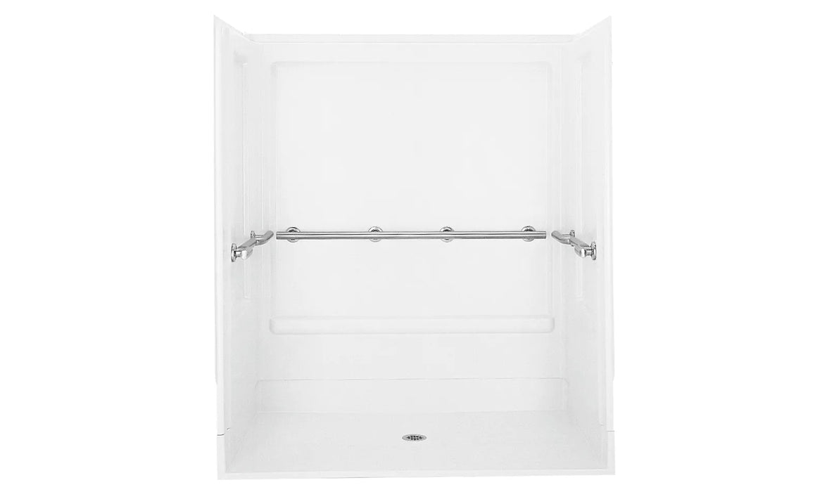 Sterling 62060103 OC-S-6 OC-S-633 63-1/4" x 39-3/8" Vikrell® Roll-in Shower with Grab Bars, Center Drain