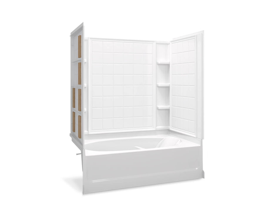 Sterling 71100116 Ensemble Tile 60" x 36" Vikrell® Bath/shower with Aging in Place Backerboards, Left Drain