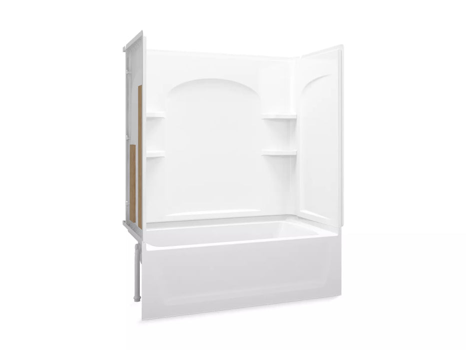 Sterling 71220116 Ensemble Curve 60" x 32" Vikrell® Bath/shower with Aging in Place Backerboards, Left Drain