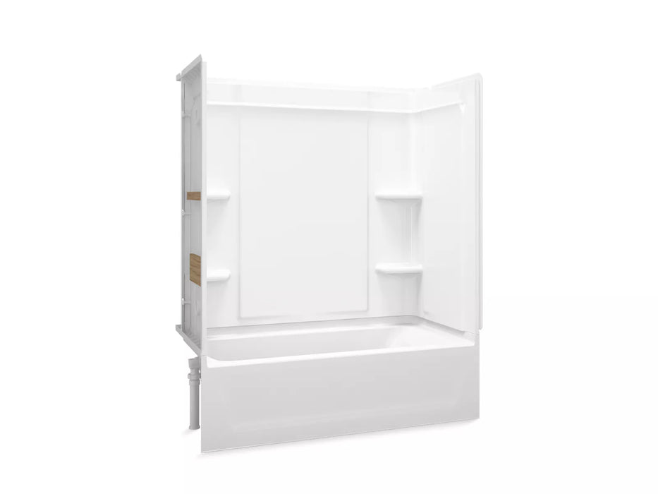 Sterling 71370116 Ensemble Medley 60" x 30" Vikrell® Bath/shower with Aging in Place Backerboards, Left Drain