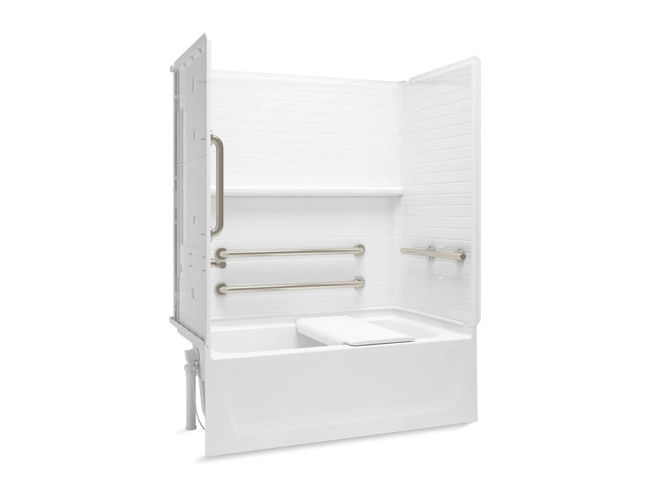 Sterling 71520115 Traverse 60" x 32" Vikrell® Bath/shower with Seat and Grab Bars, Left Drain
