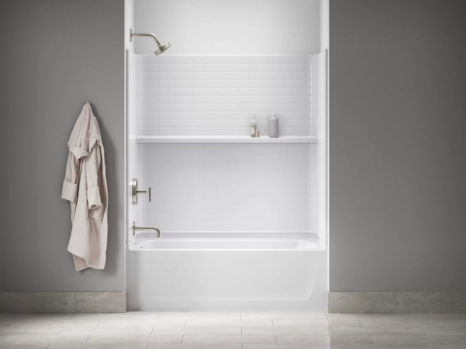 Sterling 71520118 Traverse 60" x 32" Vikrell® Bath/shower with Aging in Place Backerboards, Left Above-floor Drain
