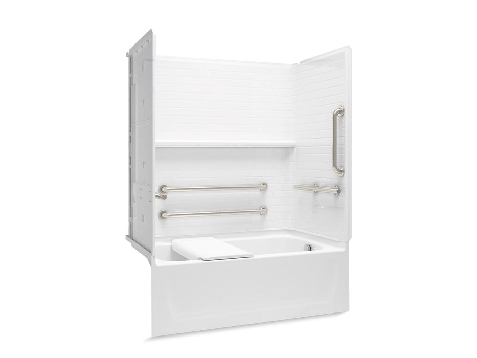 Sterling 71520125 Traverse 60" x 32" Vikrell® Bath/shower with Seat and Grab Bars, Right Drain