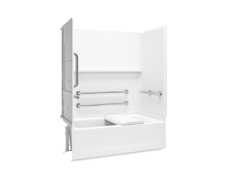 Sterling 71570115 Traverse 60" x 30" Vikrell® Bath/shower with Seat, Grab Bars, Left Drain