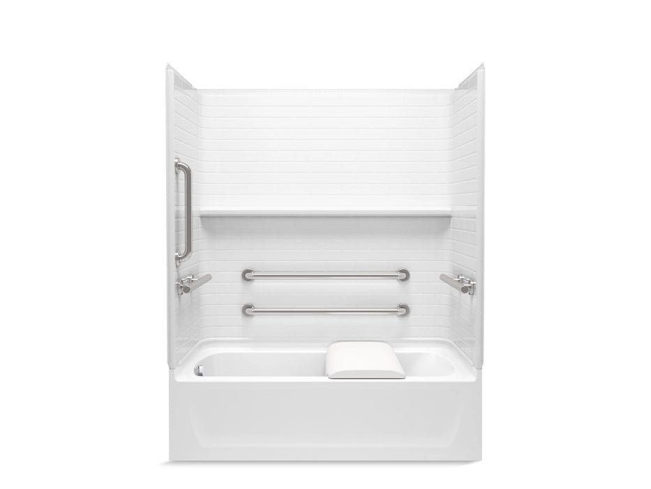 Sterling 71570115 Traverse 60" x 30" Vikrell® Bath/shower with Seat, Grab Bars, Left Drain
