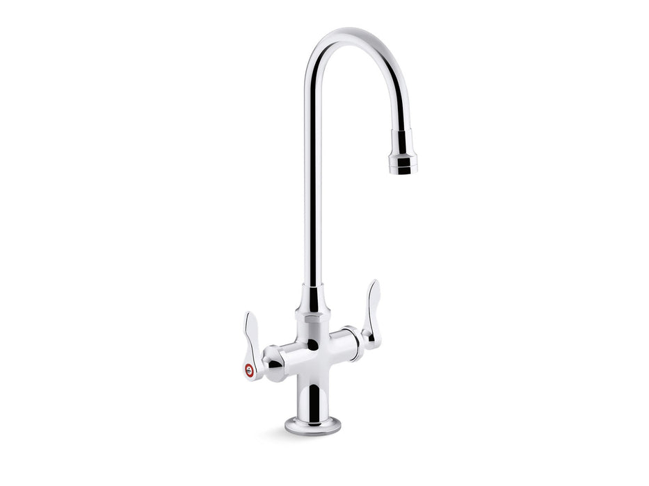 KOHLER K-100T70-4ANA Triton Bowe 0.5 gpm monoblock gooseneck bathroom sink faucet with aerated flow and lever handles,...