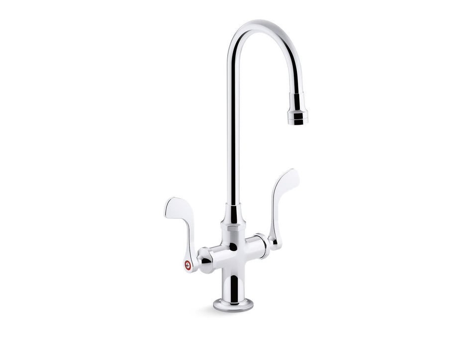 KOHLER K-100T70-5ANL Triton 0.5 gpm monoblock gooseneck bathroom sink faucet with laminar flow and wristblade handles, drain not included