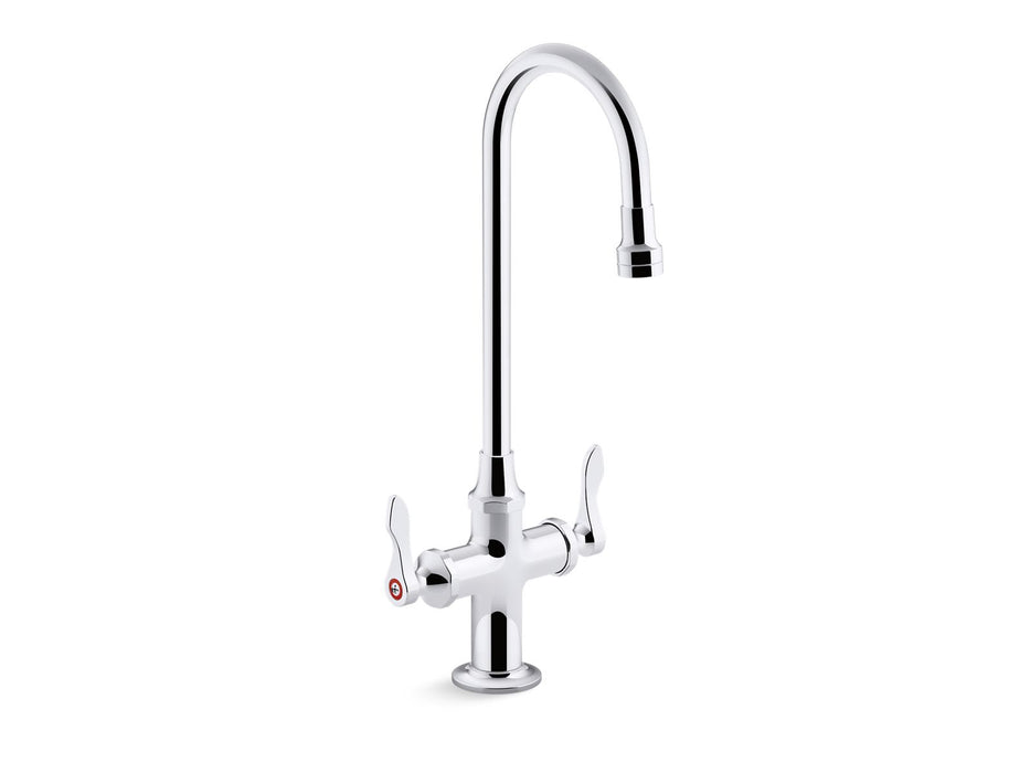 KOHLER K-100T70-4AKA Triton 1.0 gpm monoblock gooseneck bathroom sink faucet with aerated flow and lever handles, drain 