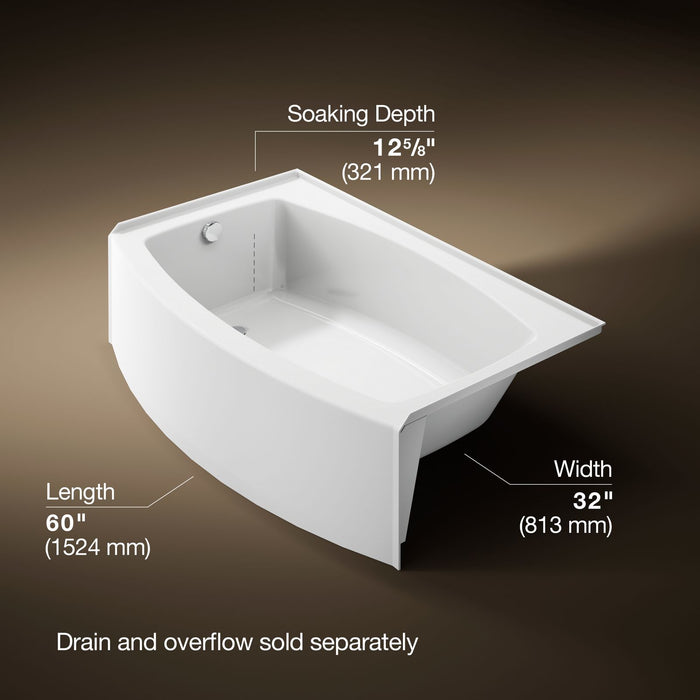 KOHLER K-1100-LA Expanse 60" x 32" alcove bath, left drain