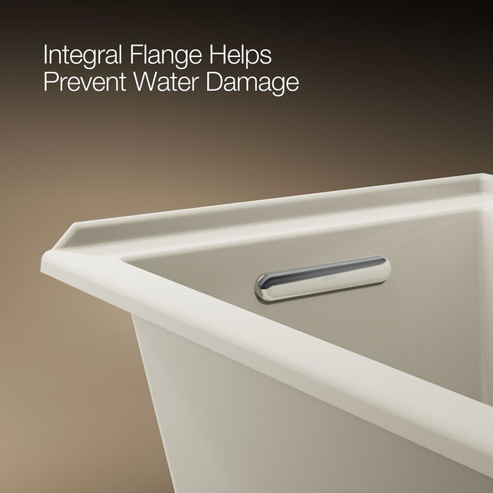 KOHLER K-1121-LW Underscore 60" x 30" alcove bath with Bask heated surface, left drain, biscuit - view 2