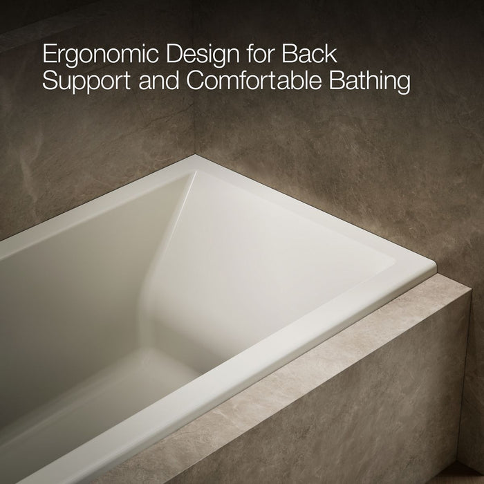 KOHLER K-1121-LW Underscore 60" x 30" alcove bath with Bask heated surface, left drain, biscuit - view 5