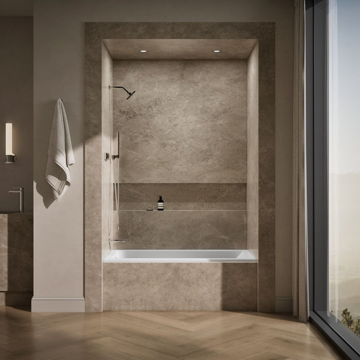 KOHLER K-1121-LW Underscore 60" x 30" alcove bath with Bask heated surface, left drain, white - view 4