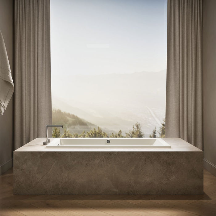 KOHLER K-1121-W1 Underscore 60" x 30" drop-in bath with Bask heated surface, biscuit - view 3