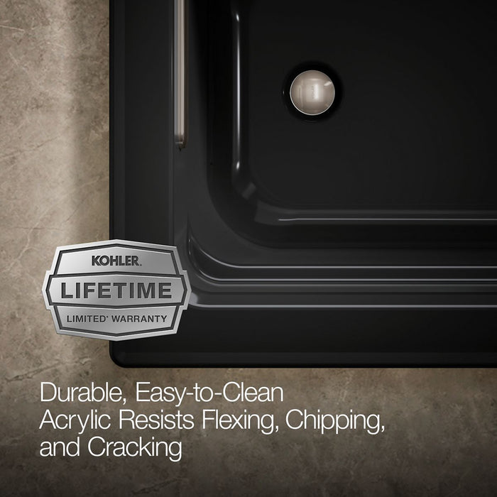 KOHLER K-1122-GH Archer 60" x 32" drop-in Heated BubbleMassage air bath, black black - view 5