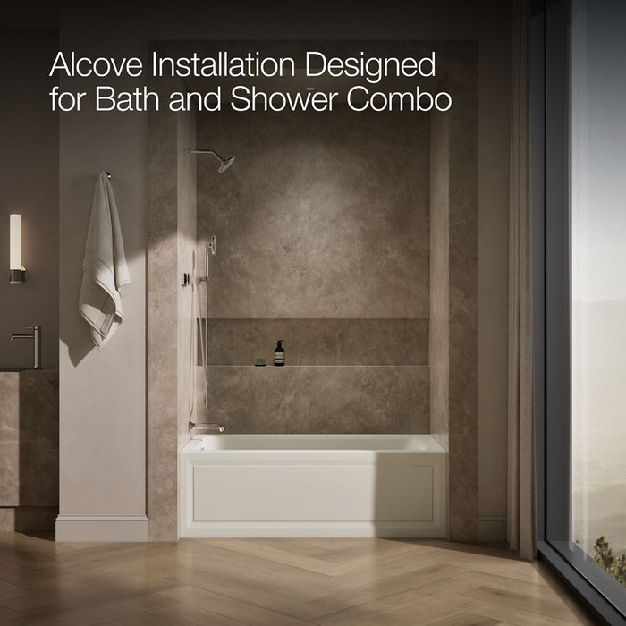 KOHLER Archer 60" x 32" alcove Heated BubbleMassage air bath, left drain