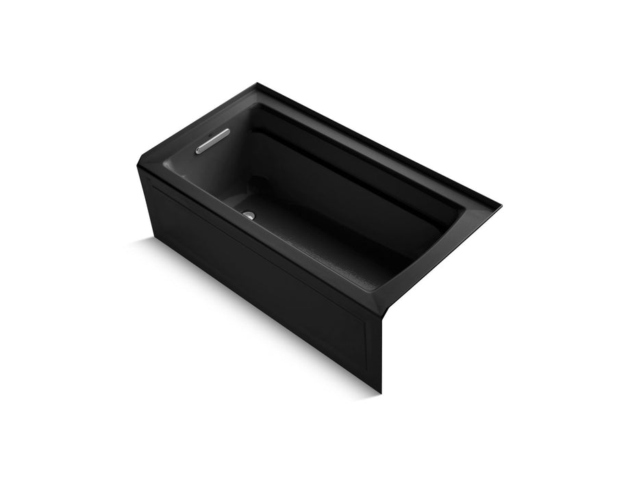KOHLER Archer 60" x 32" integral apron Heated BubbleMassage air bath with Bask heated surface and left-hand drain