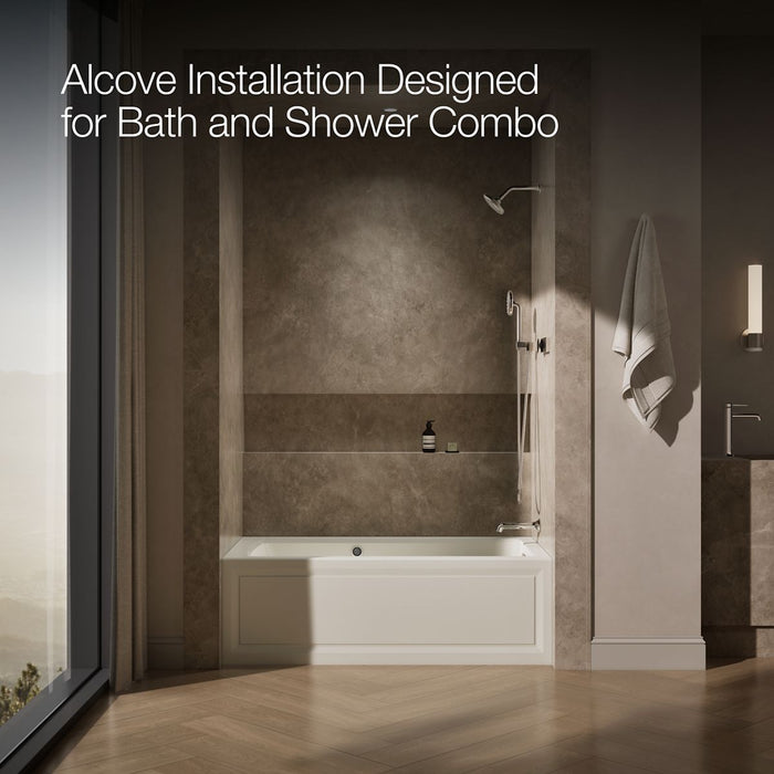 KOHLER K-1122-GHRAW Archer 60" x 32" alcove Heated BubbleMassage air bath with Bask heated surface, right drain, biscuit...