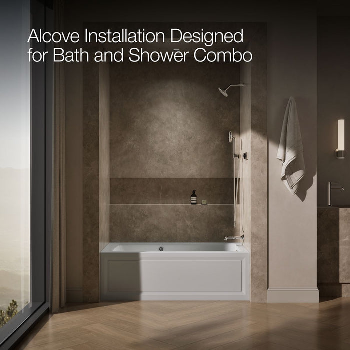 KOHLER K-1122-GHRAW Archer 60" x 32" alcove Heated BubbleMassage air bath with Bask heated surface, right drain, ice grey...