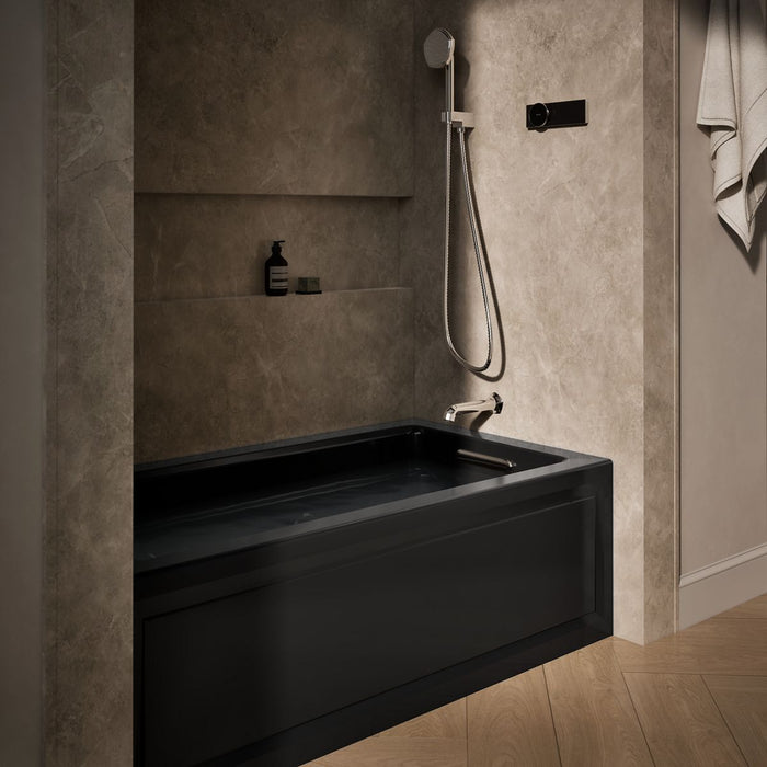 KOHLER K-1122-HR Archer 60" x 32" alcove heated whirlpool bath, right drain, black black - view 3